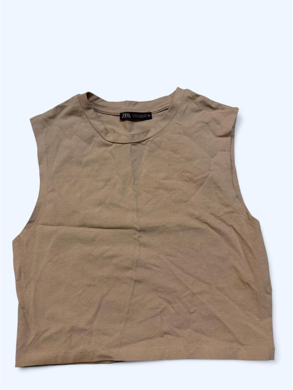 Zara Women's Tan and Brown Crop-top